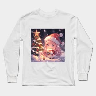 chibi girl christmas Long Sleeve T-Shirt